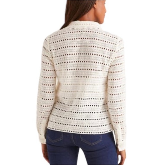 Boden White Macie Lace Eyelet Button Down Top - Picture 3 of 11